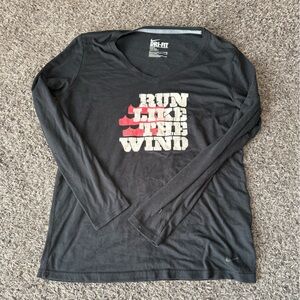 Nike Black Long Sleeve Tee with Red and White Graphic